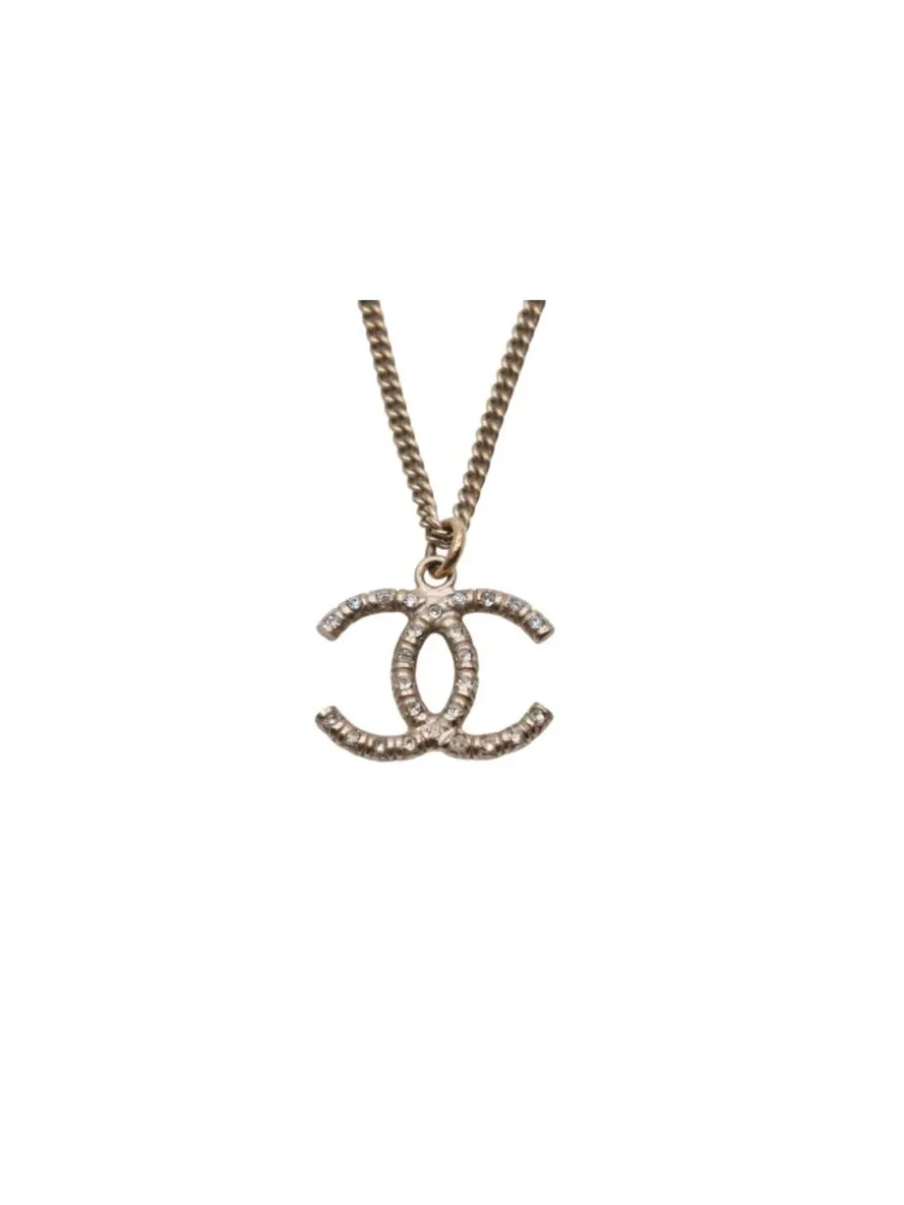 Chanel CC Logo Necklace Rhinestone Gold 08c